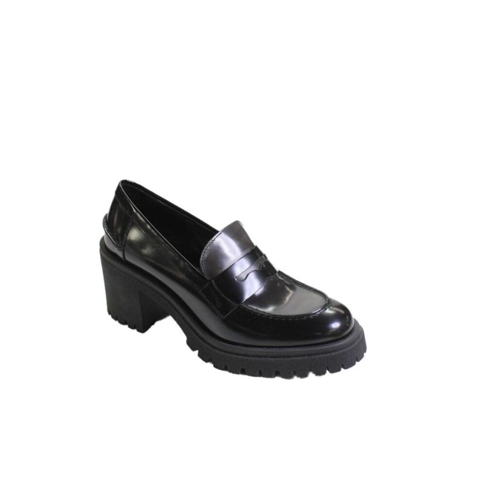Bruno Ricci For Diane B Womens Leather Block Heels Loafers Shoes Black Size 9